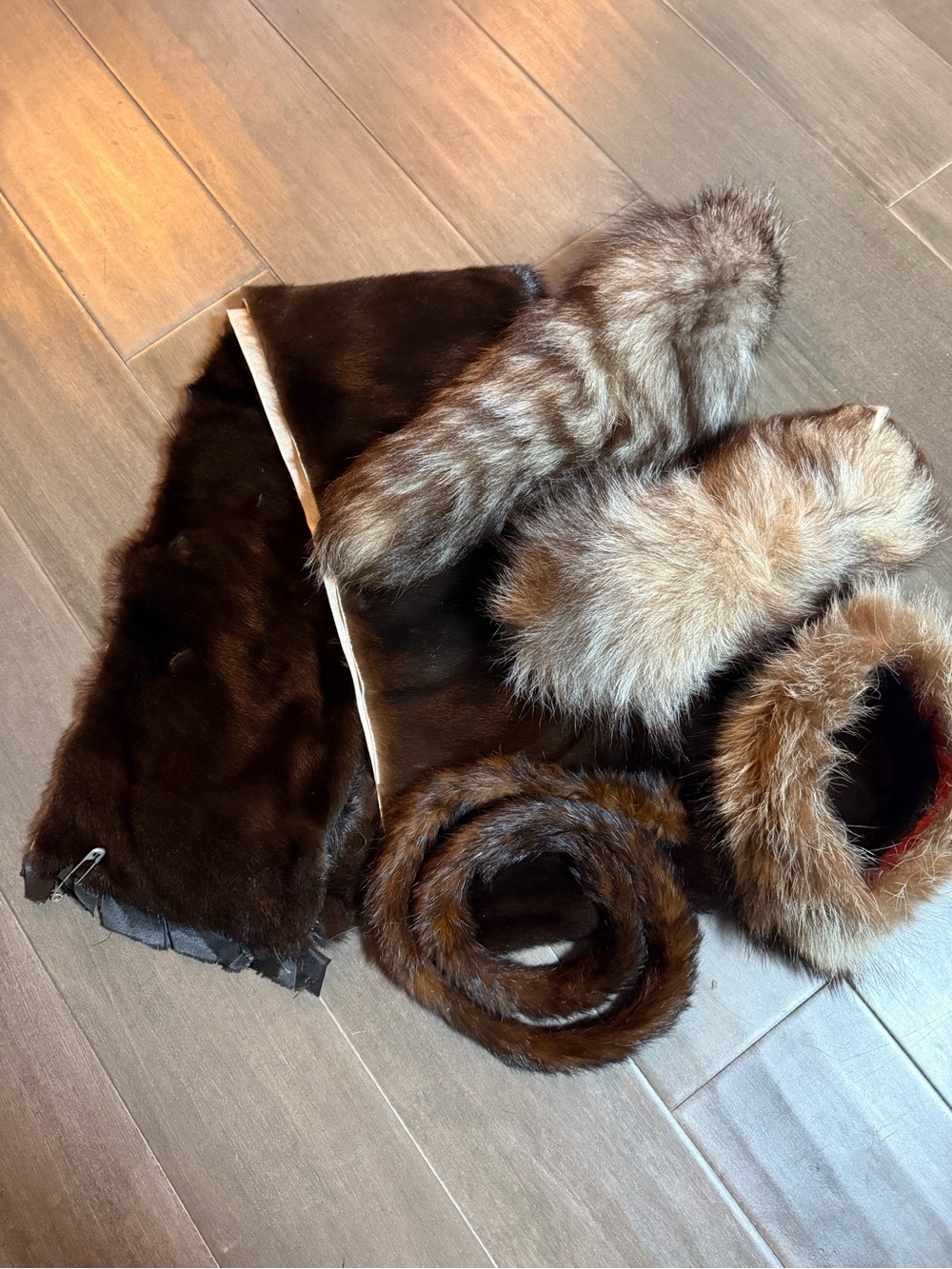 Vintage Real Fur Lot Tails Pelts Crafting Trims Brown Raccoon Mink